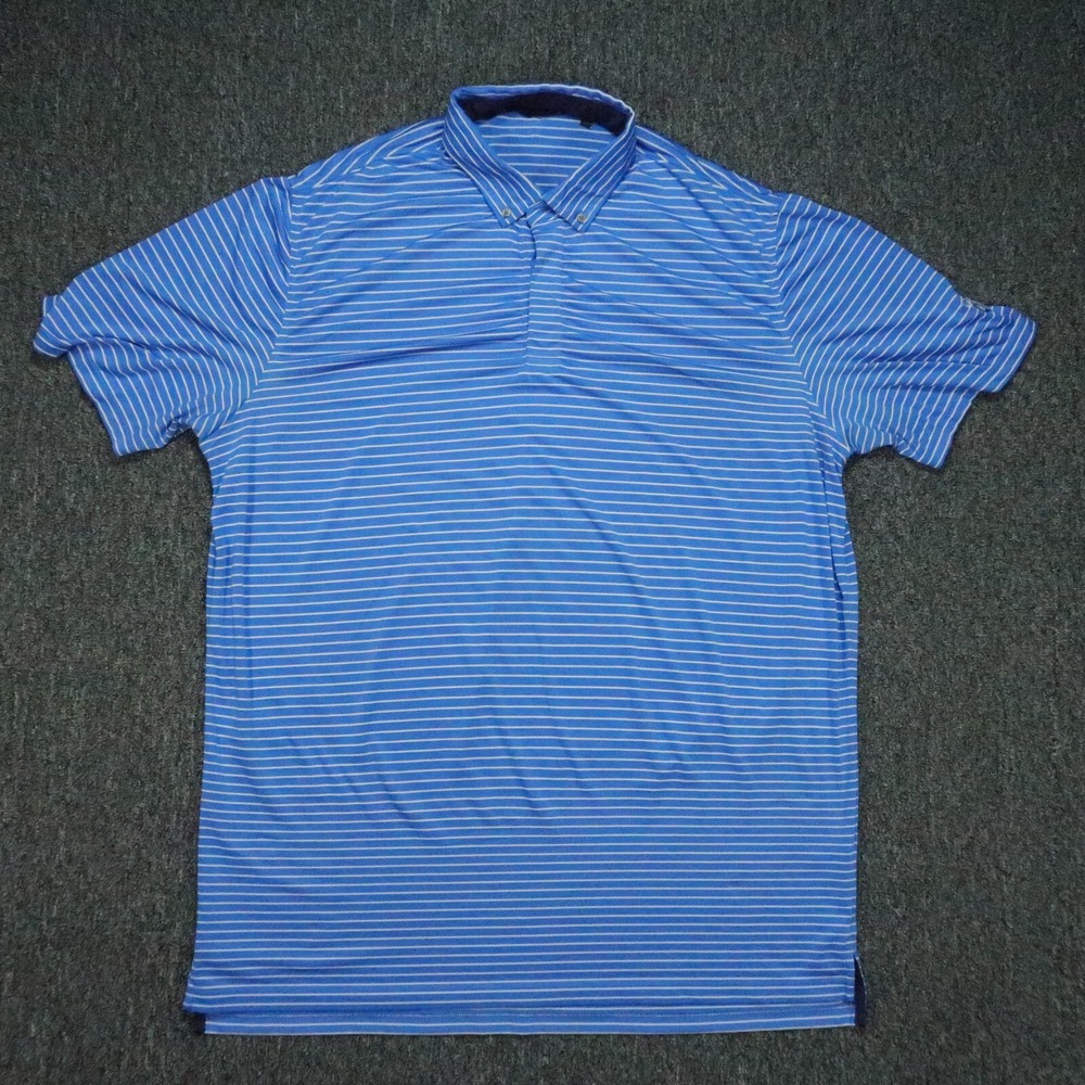 Greyson Polo Shirt Men Extra Large Blue Striped Performance Polo Short Sleeve XL